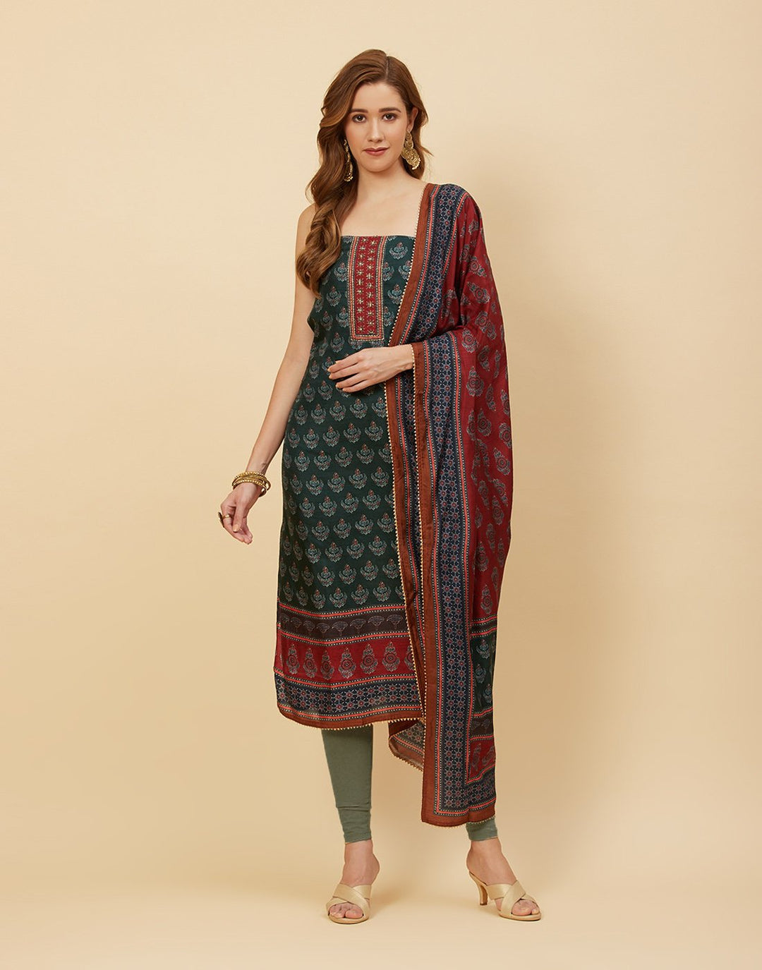 Printed Art Handloom Dupion Suit Piece