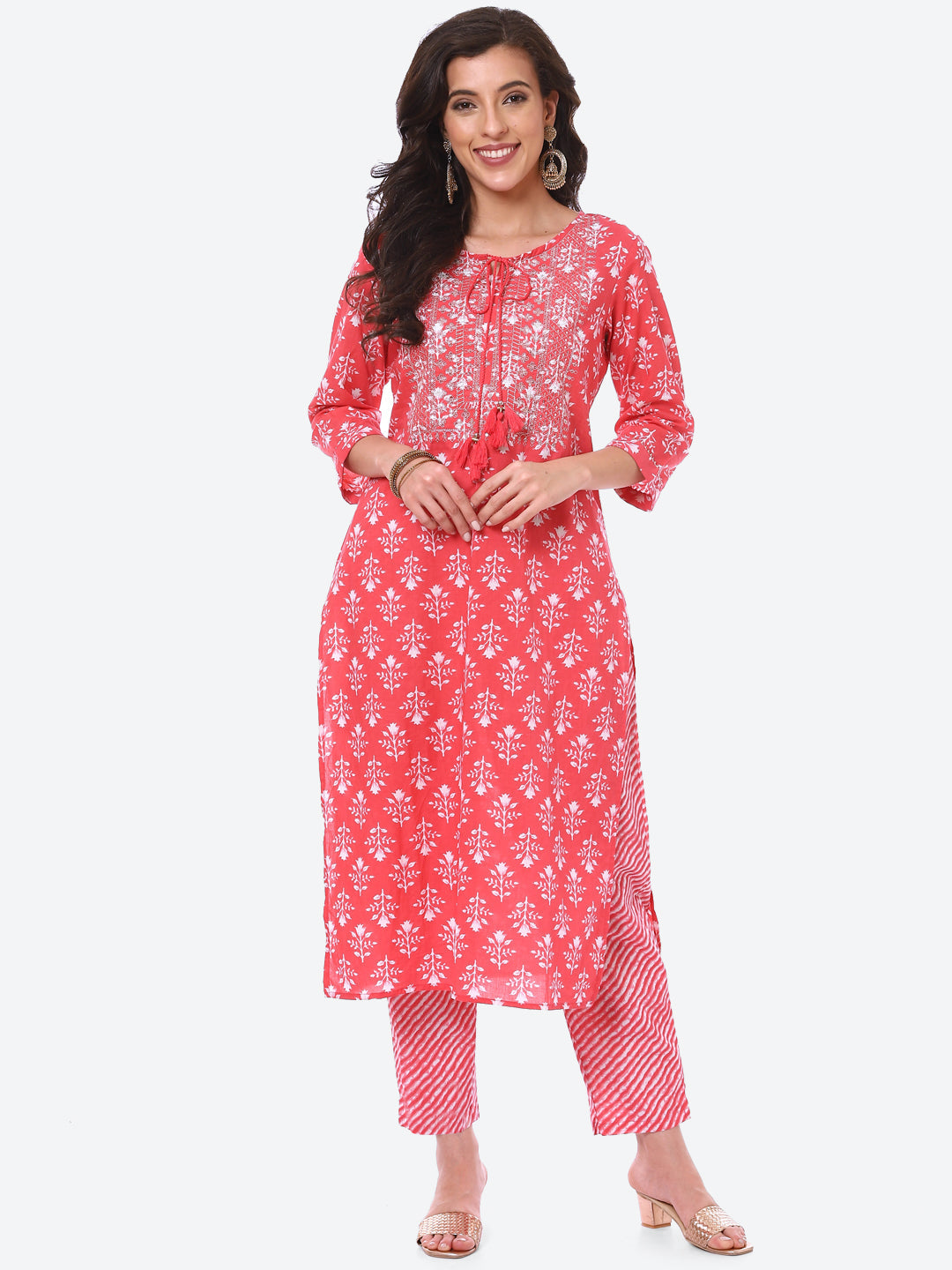 Sequence Work Printed Cotton Kurta With Pant