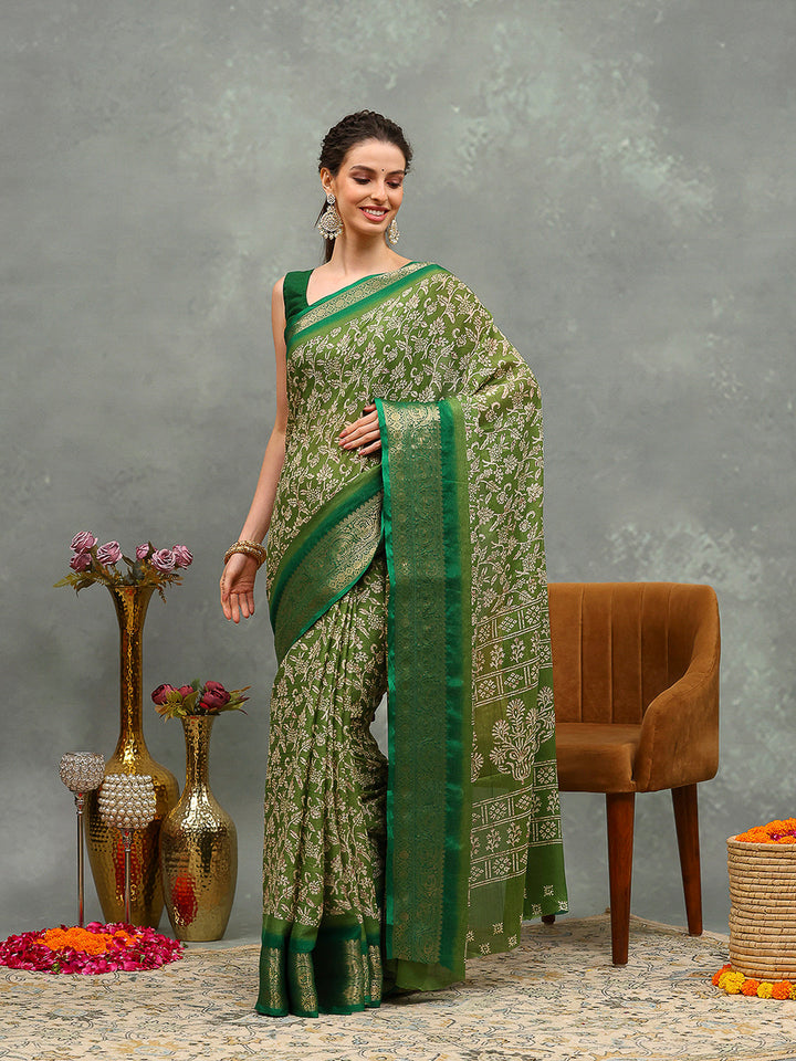 Floral Printed Art Silk Saree