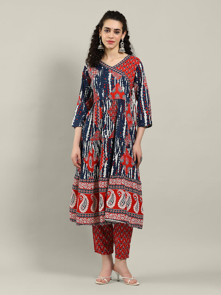 Printed Cotton Blend Kurta &amp; Pants