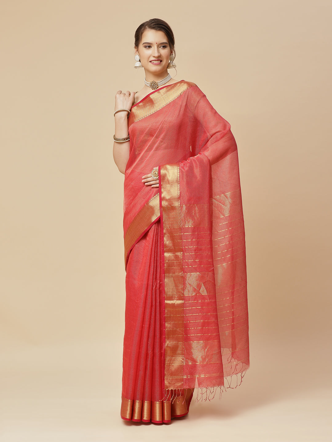 Zari Jaal Cotton Woven Saree