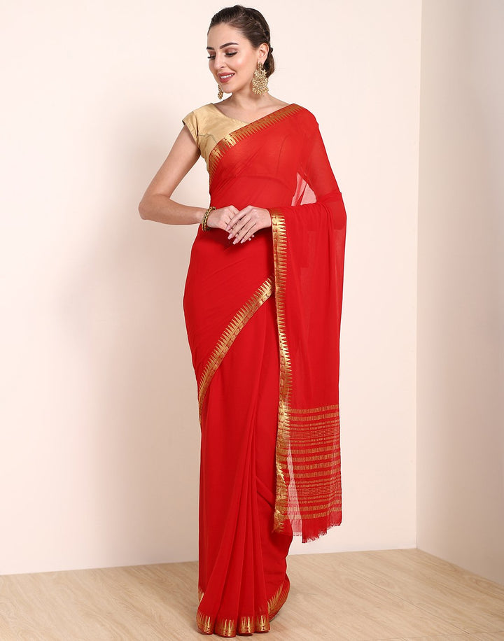MBZ Meena Bazaar-Navy Blue Art Chiffon Saree