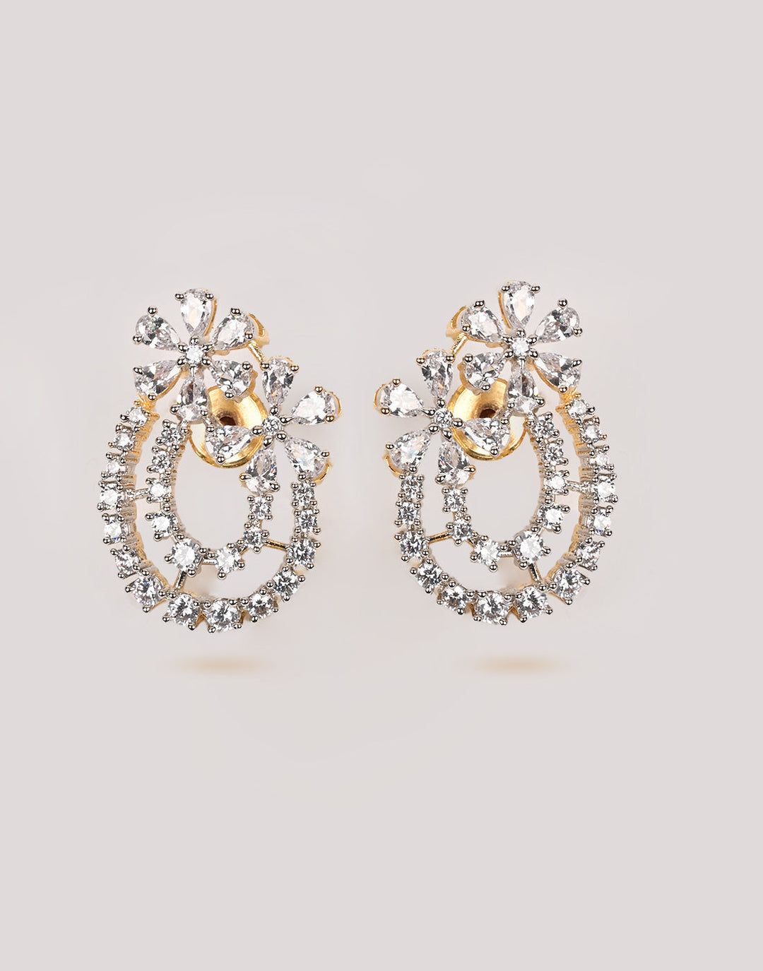 Gold Plated Earrings Embellished With Diamond Stone