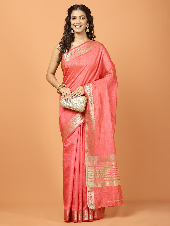 Plain Zari Border Art Silk Saree