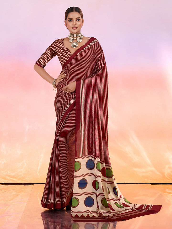 Printed Satin Saree