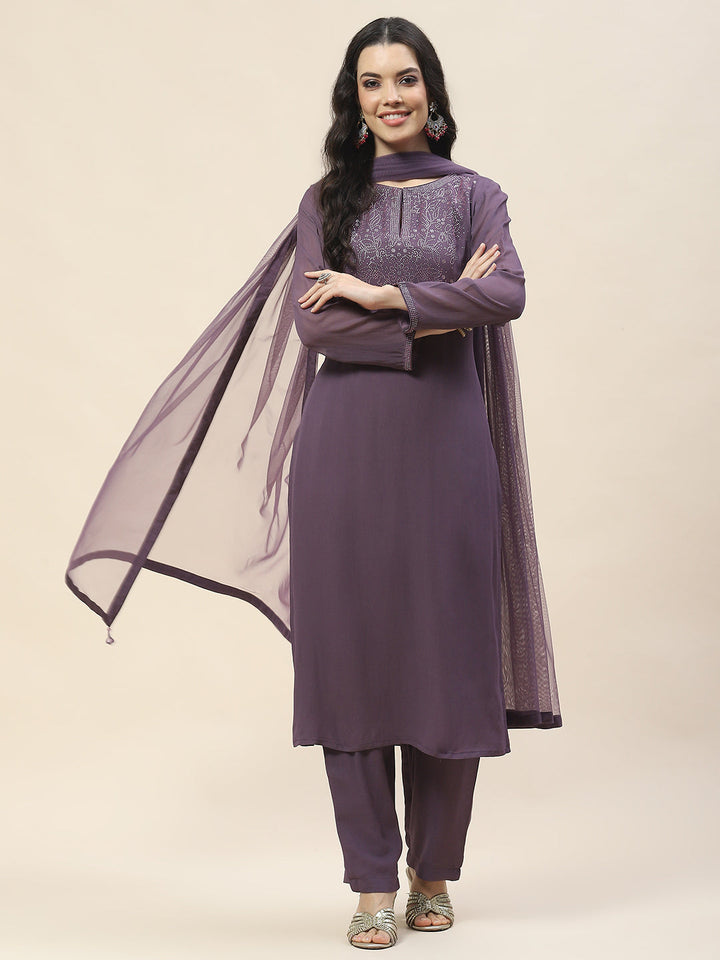 Georgette Suit Set With Net Dupatta