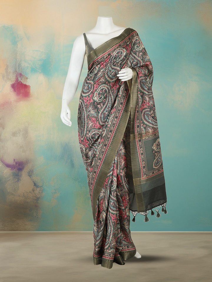 Printed Tussar Saree
