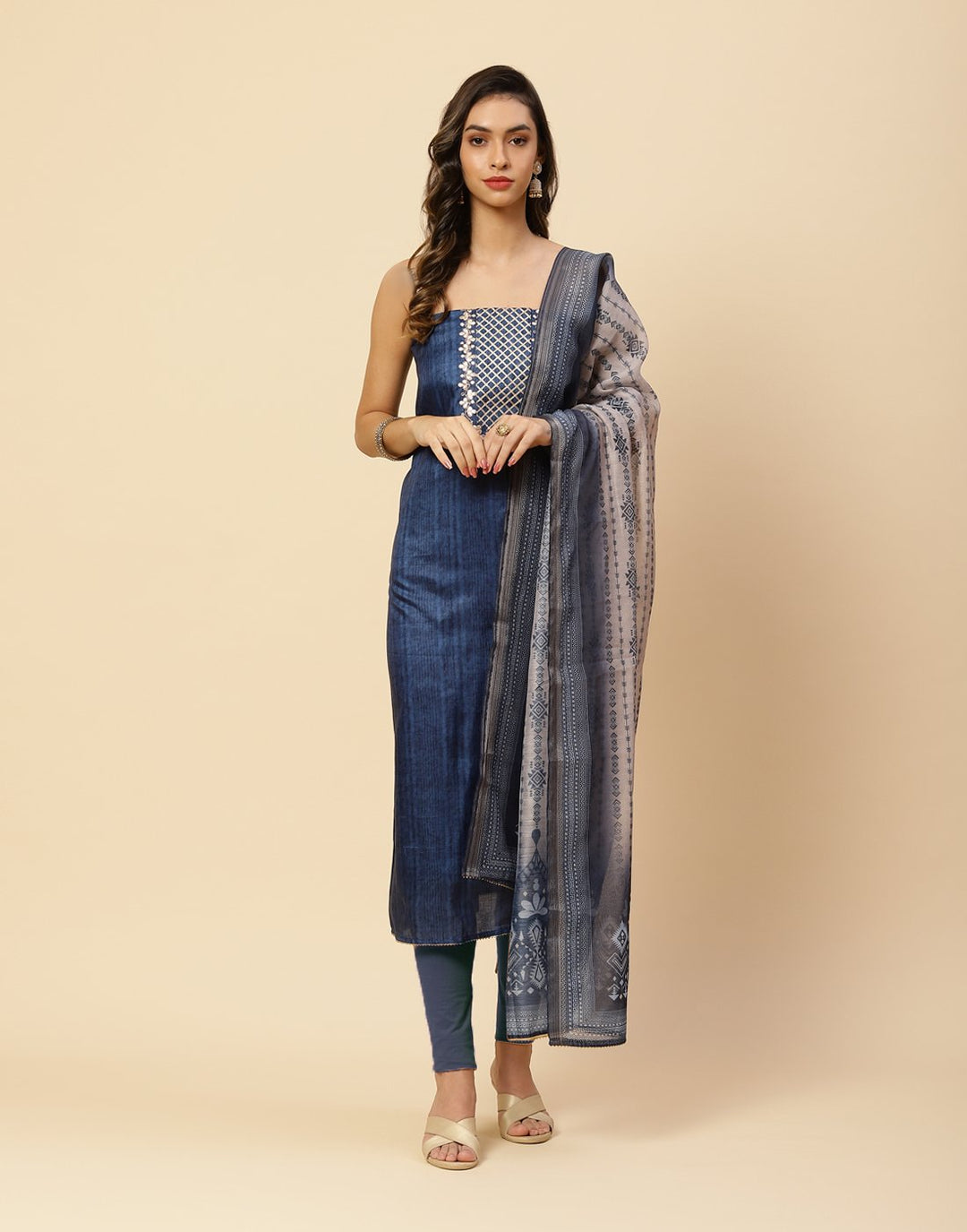 Printed Chanderi Suit Piece