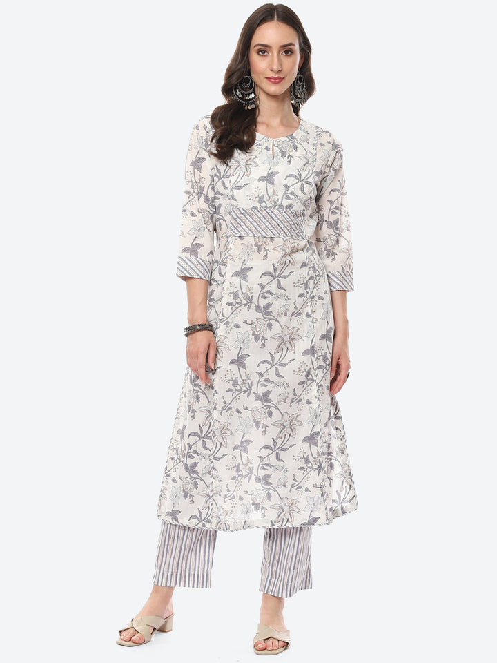 Floral Printed Cotton Kurta With Pant