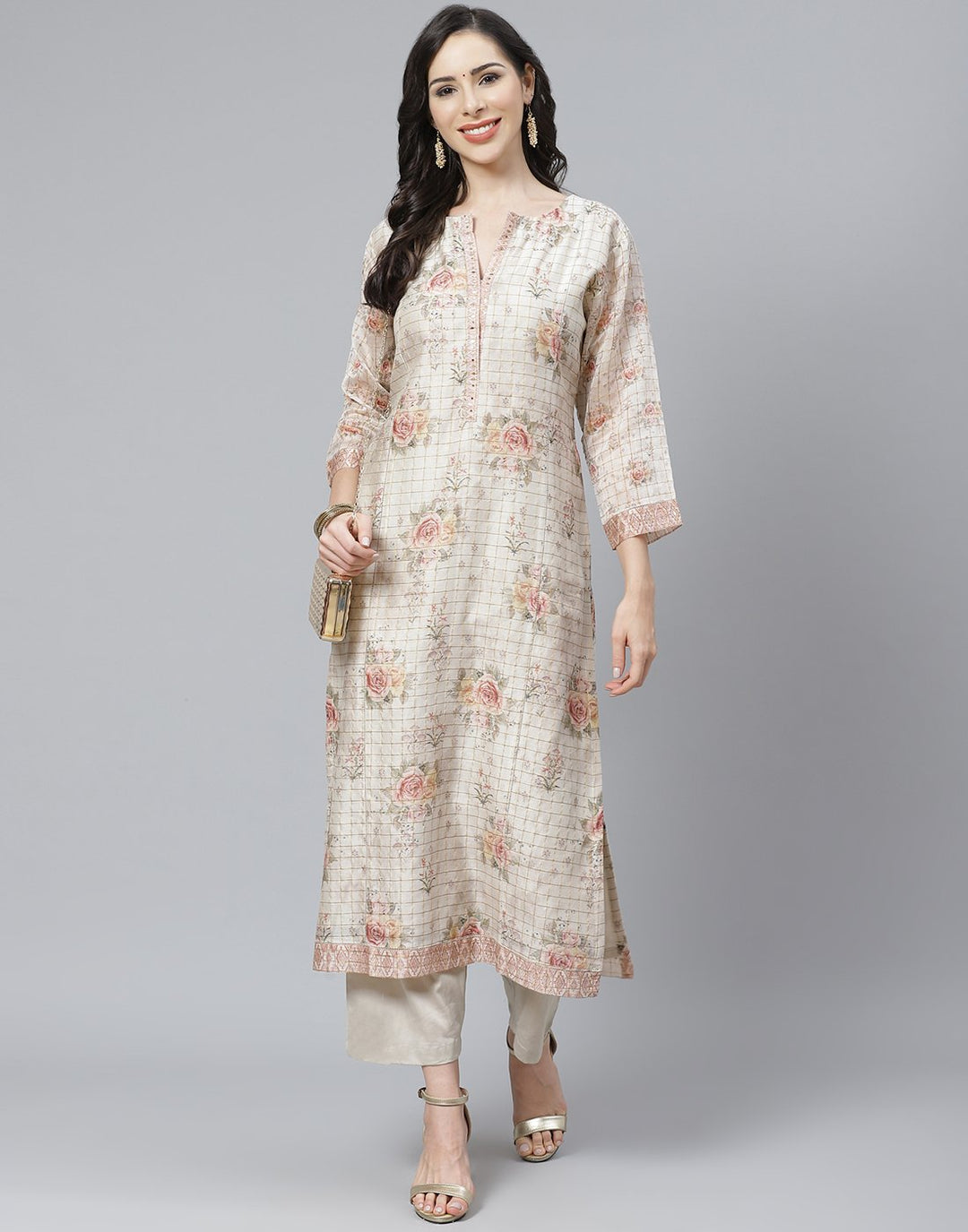 Chanderi Kurti with Straight Pant