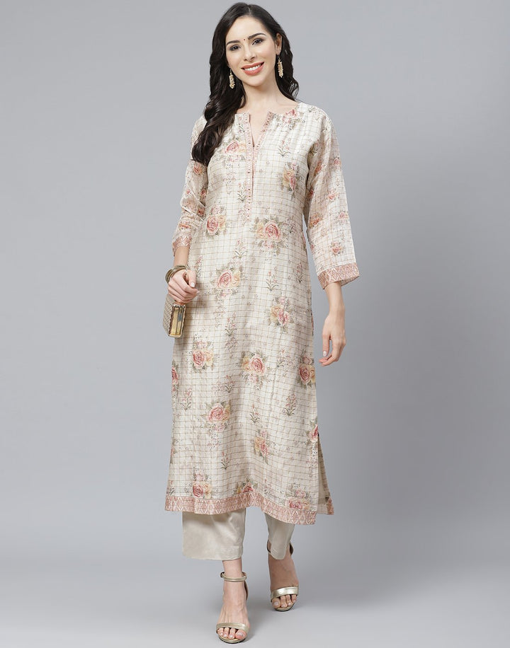 Chanderi Kurti with Straight Pant