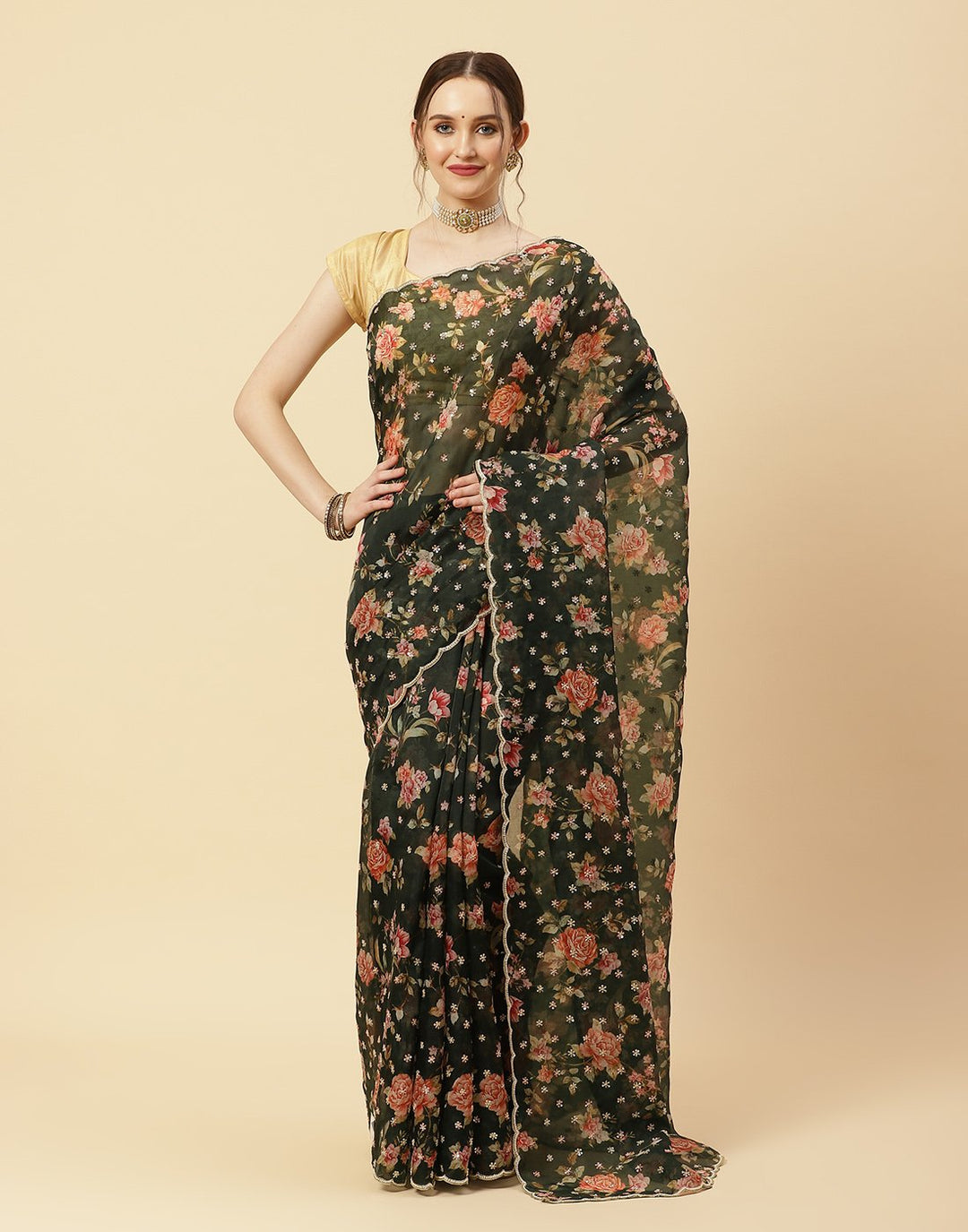 Printed Organza Kora Saree