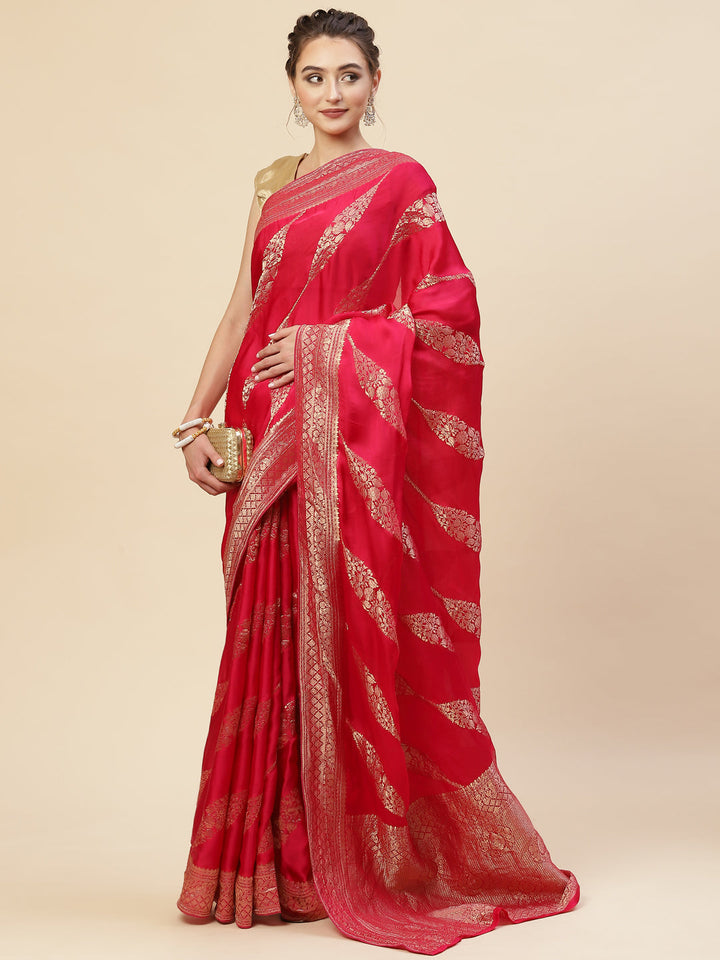 Zari Jaal Satin Woven Saree