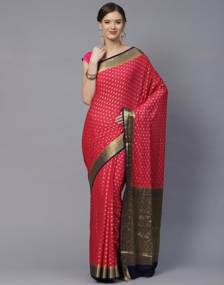 Art Crepe Saree with Zari Border