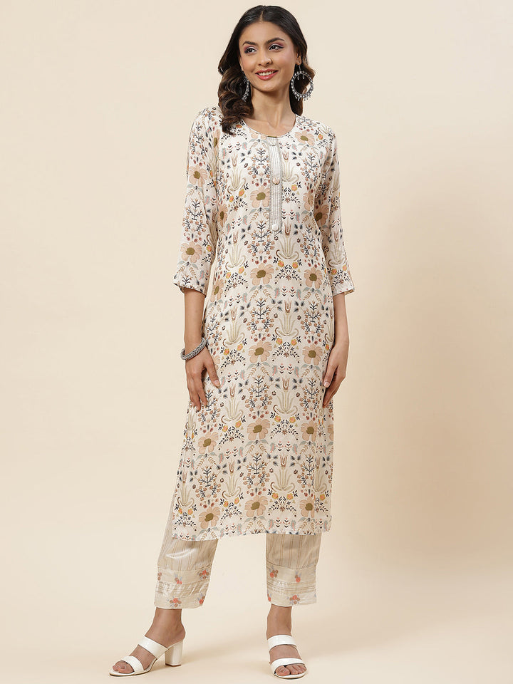 Printed Muslin Kurta With Pants