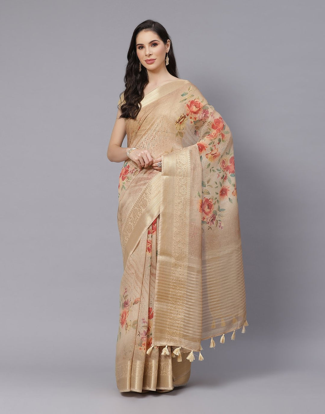 Digital Floral Cotton Printed Saree