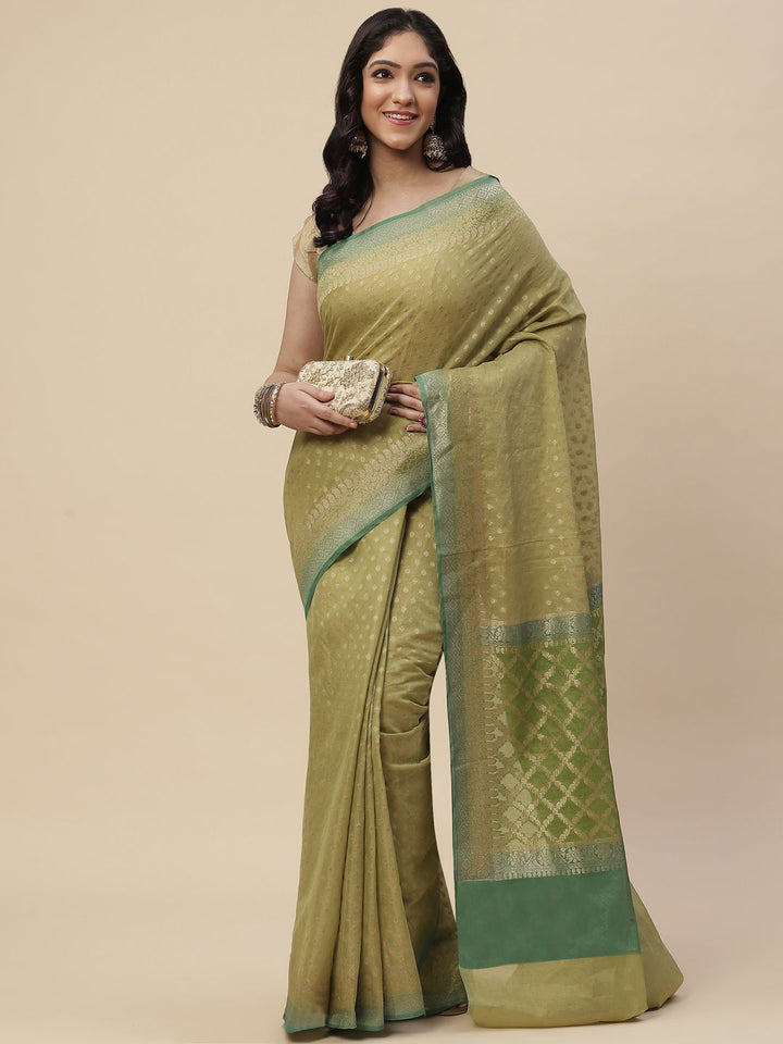 Zari Border Booti Cotton Woven Saree