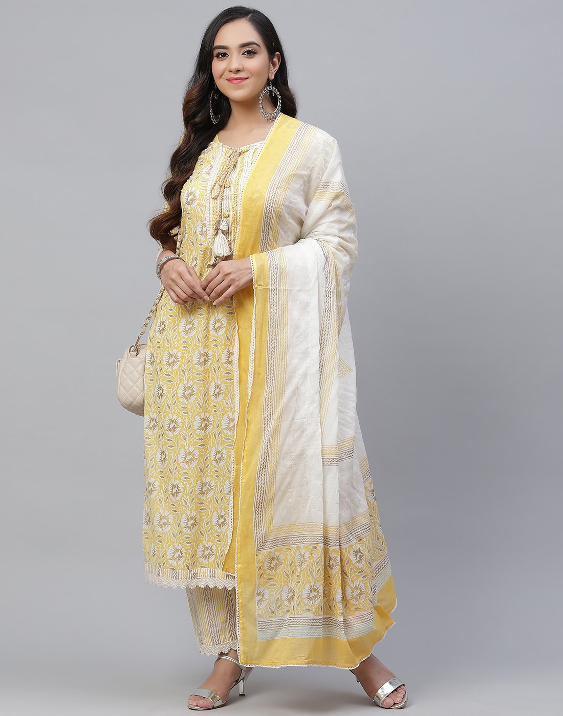 Printed Stitched Cotton Salwar Kameez With Dupatta