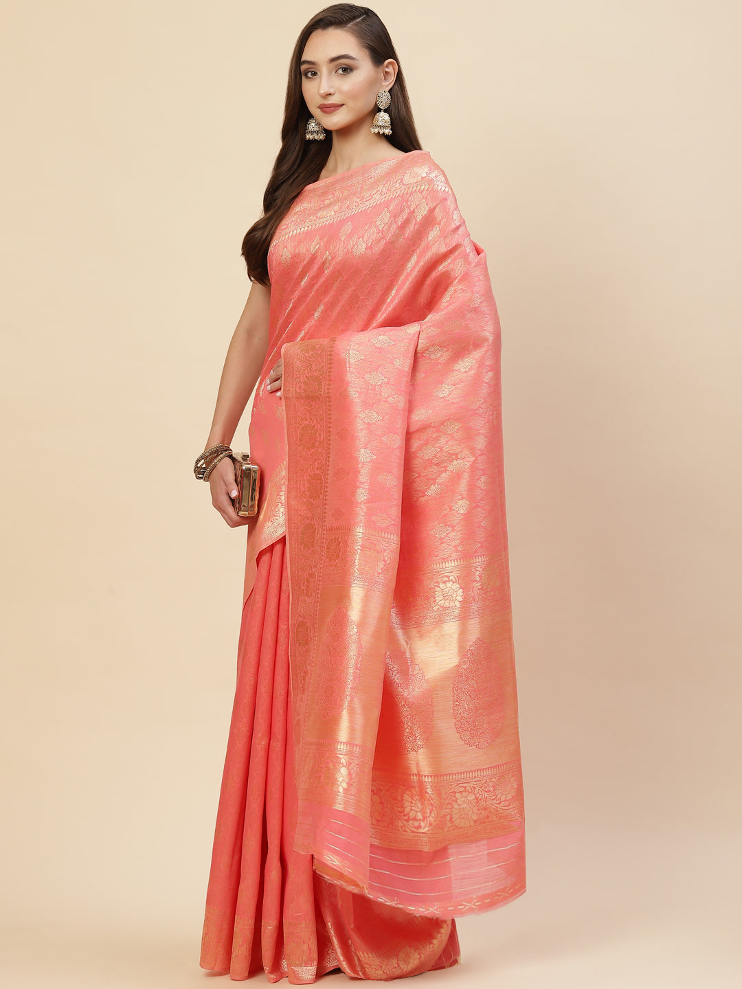 Zari Border Booti Cotton Woven Saree