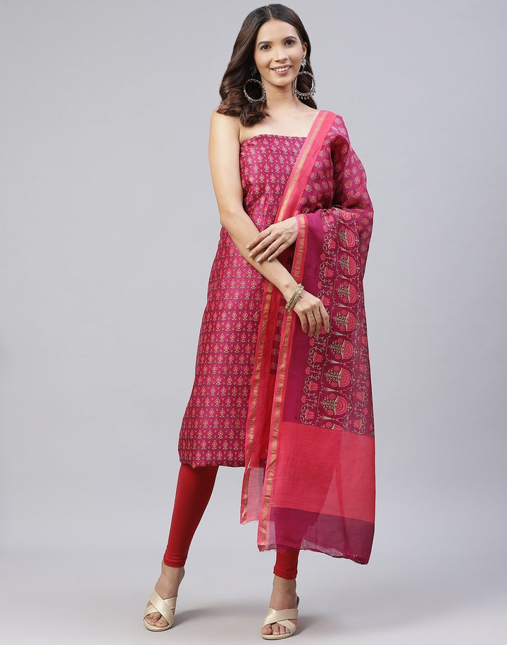 Printed Chanderi Suit Piece