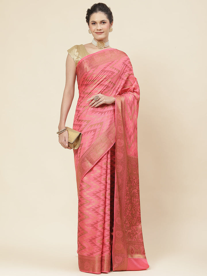 Leheriya Pattern Woven Handloom Saree
