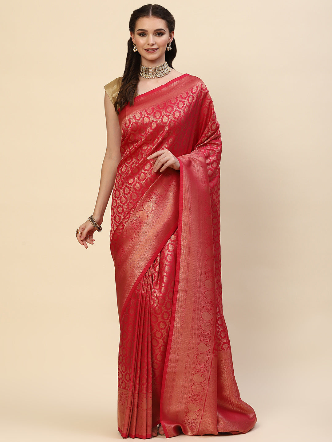Brocade Zari Jaal Handloom Woven Saree