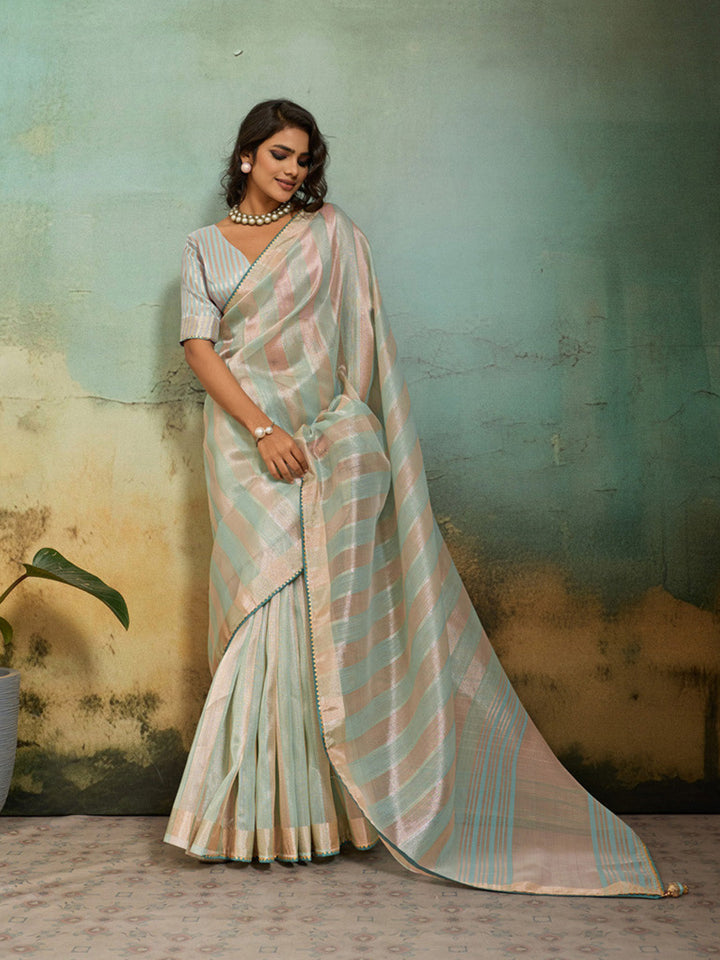 Woven Design Tissue Linen Saree