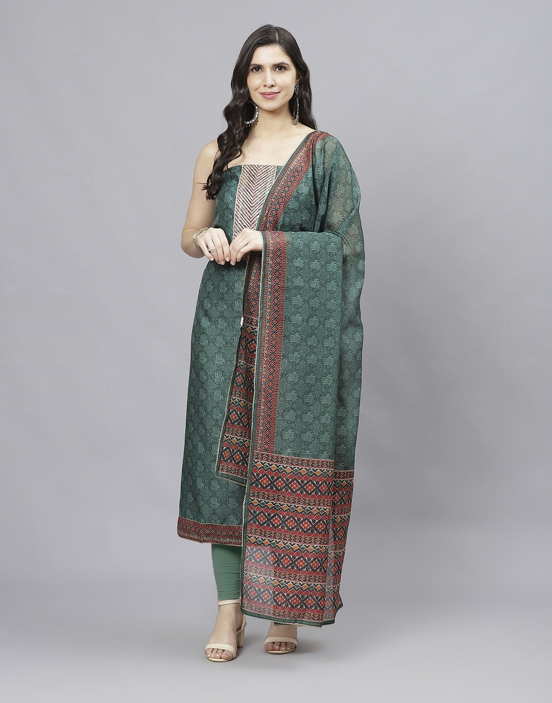 Printed Chanderi Suit Piece