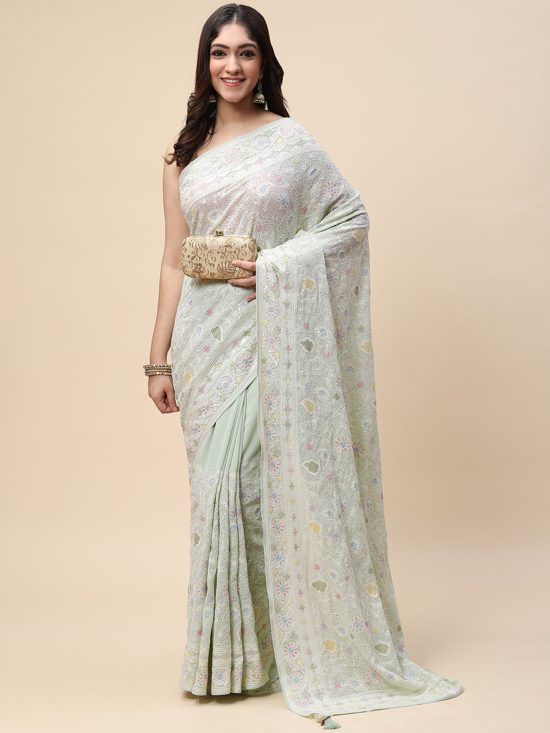 Resham Jaal Embroidered Georgette Saree