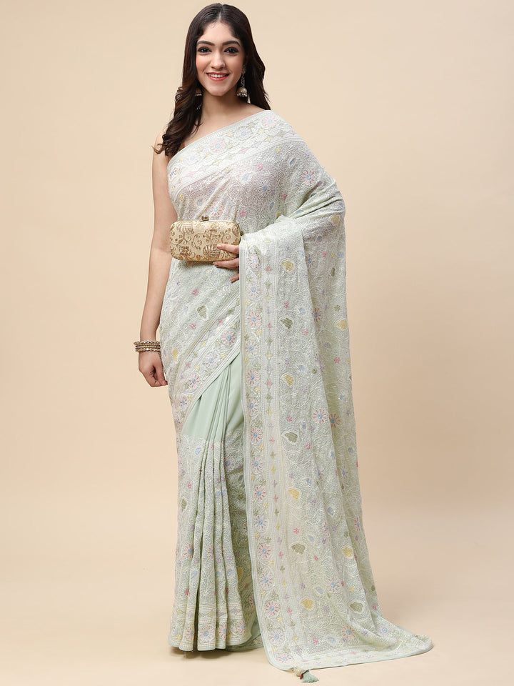 Resham Jaal Embroidered Georgette Saree