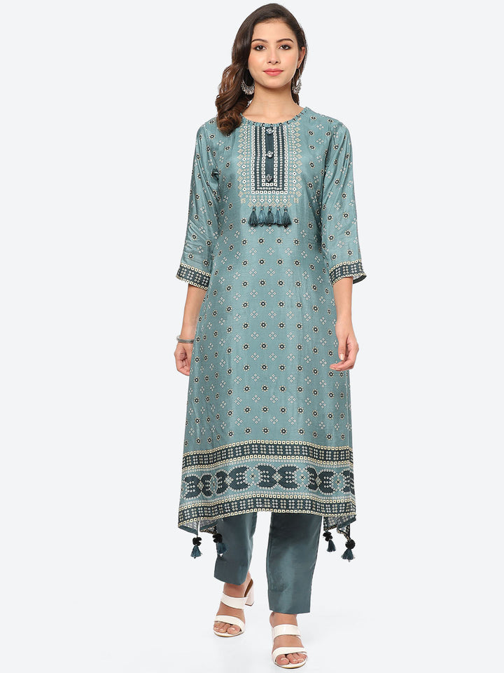 Printed Muslin Kurta With Pant