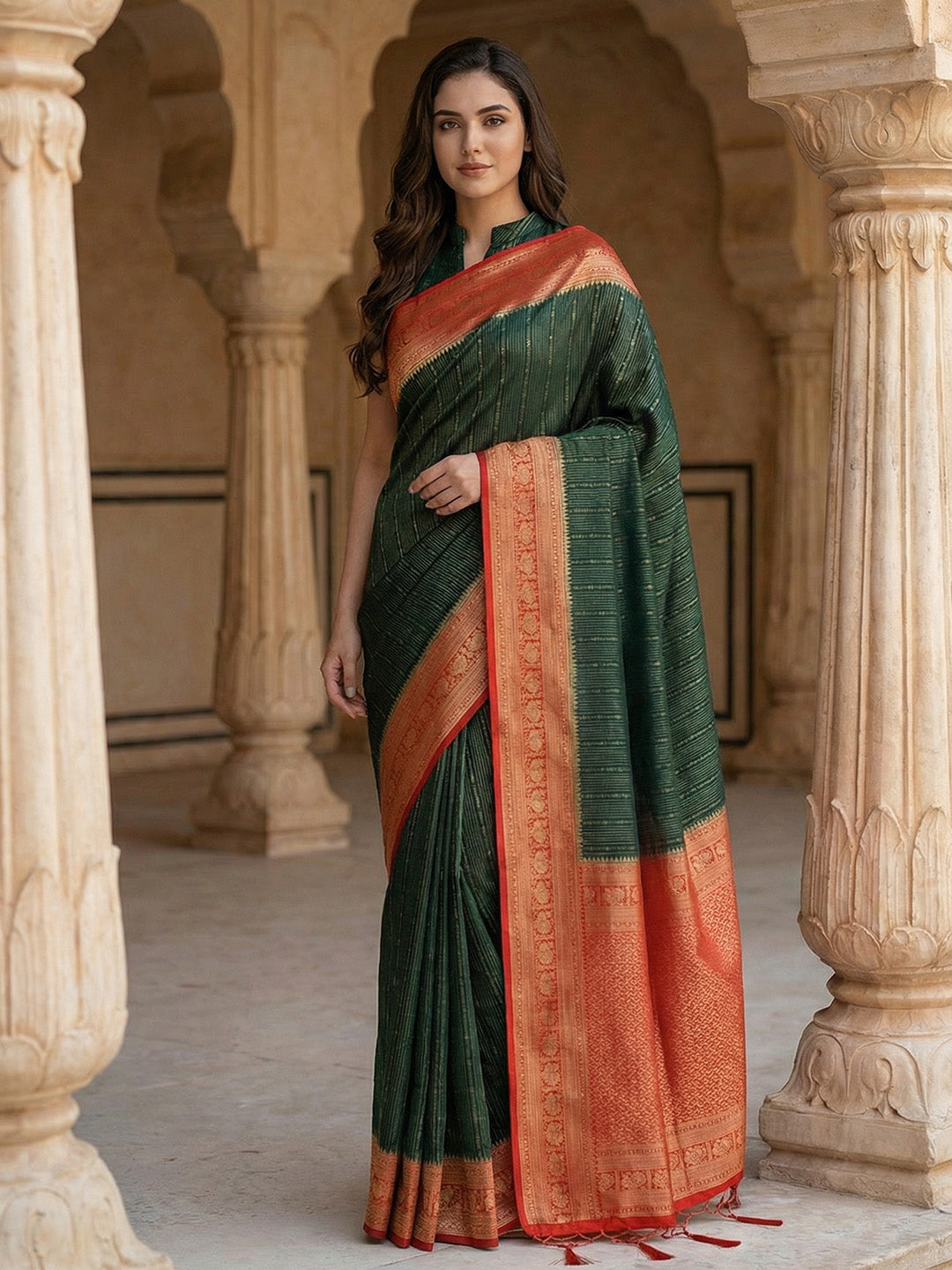 Plain Crepe Saree