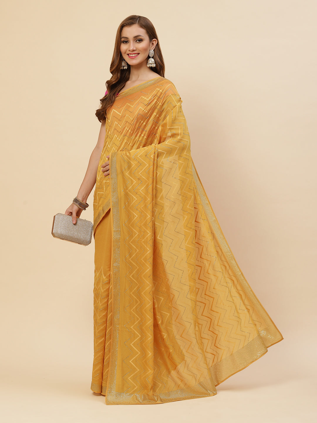Swarovski Jaal Embroidered Georgette Saree