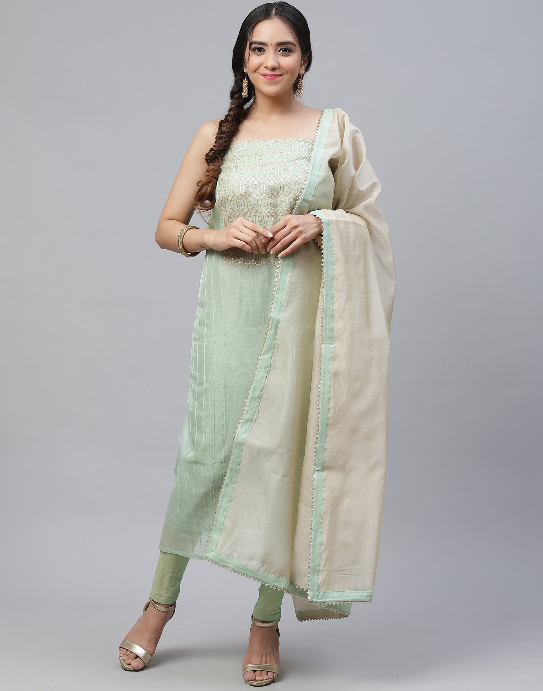 Chanderi Embroidered Suit Piece