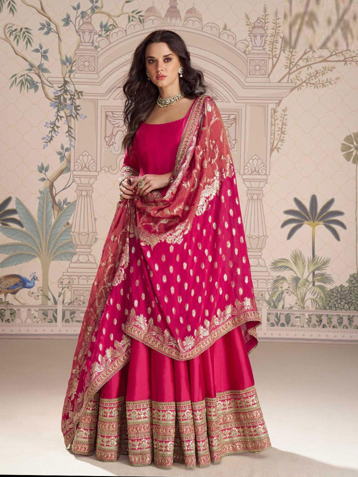 Embroidered Art Silk Kurta With Pant &amp; Dupatta
