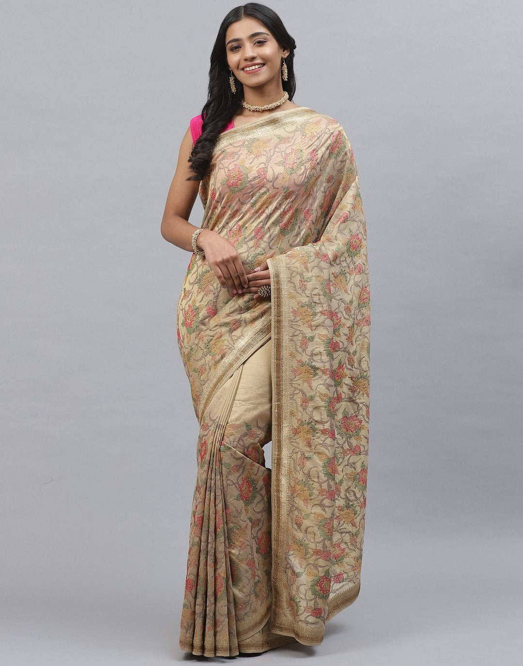 Cottton Tissue Embroidery Saree