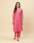 Embroidered Gota Work Chanderi Kurti With Pant