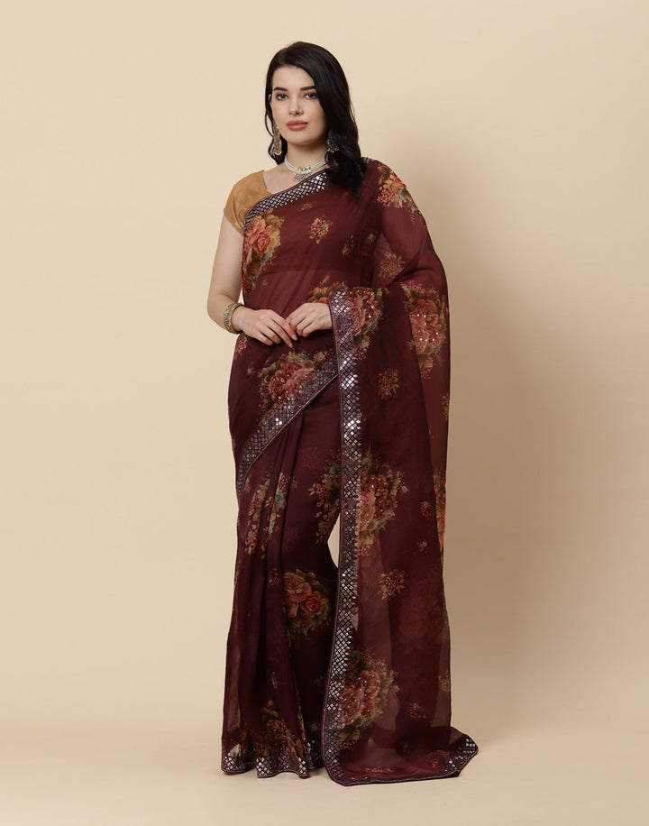 Printed Organza Kora Saree