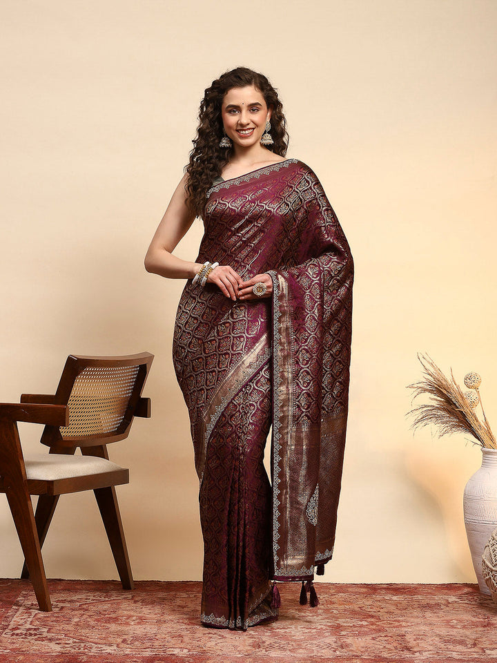 Woven Design Satin Saree
