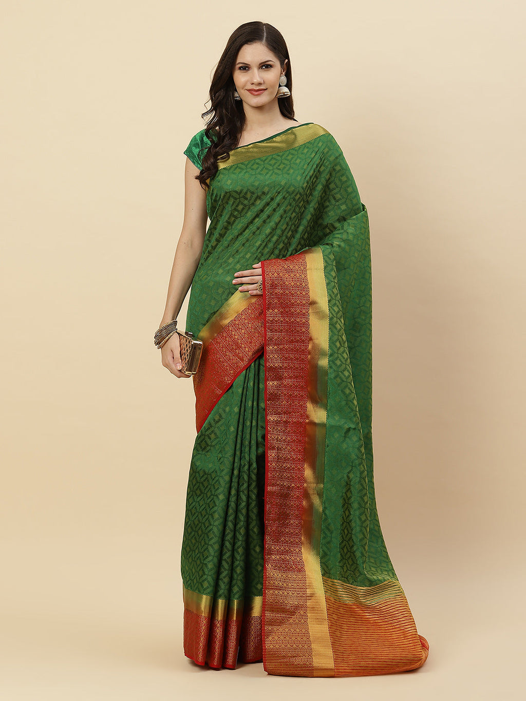 Plain Zari Border Handloom Woven Saree