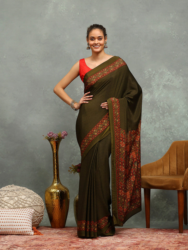 Digital Printed Crepe Saree