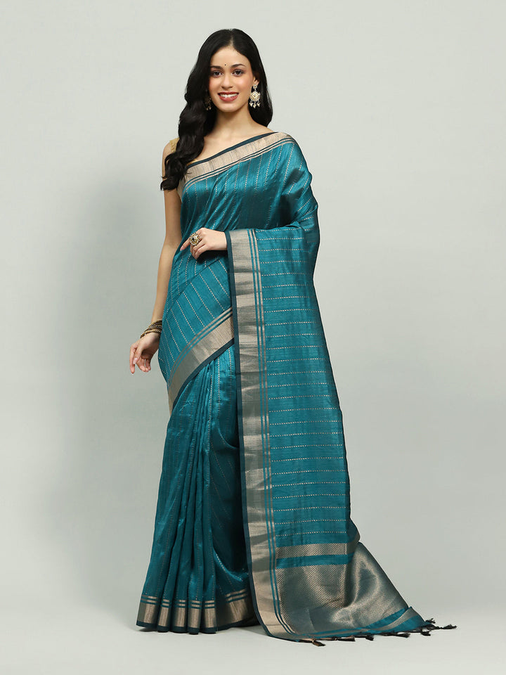 Embroidered Border Booti Art Silk Saree