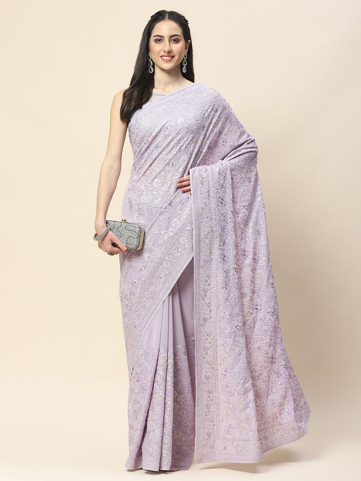 Resham Embroidery Georgette Saree