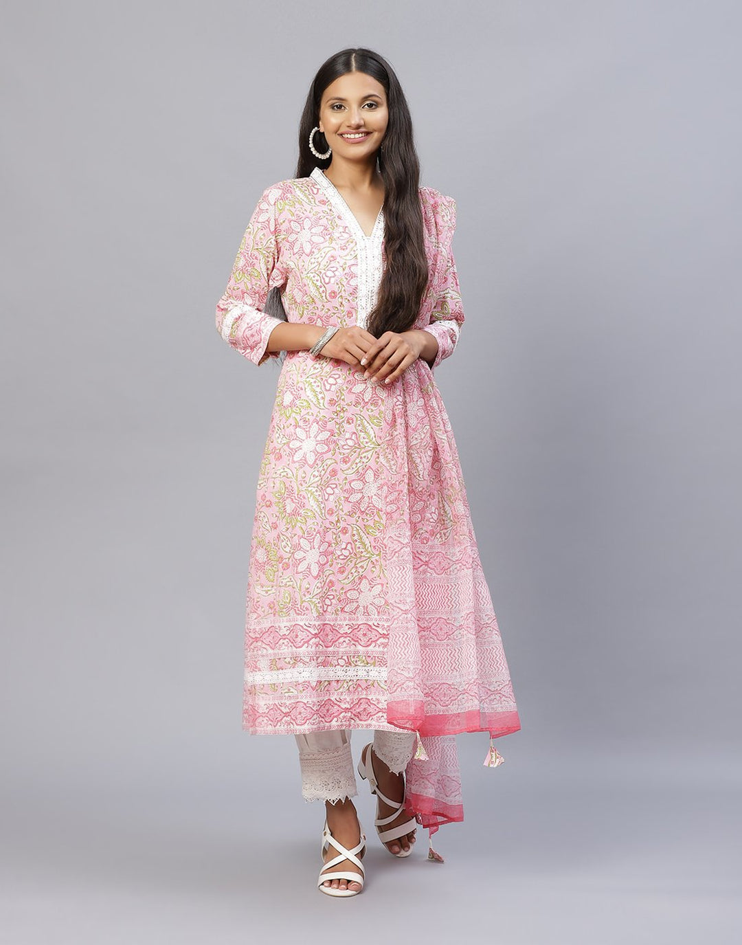 Pink Cotton Salwar Kameez Stitched Suit
