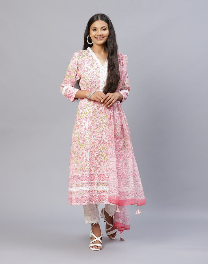 Pink Cotton Salwar Kameez Stitched Suit