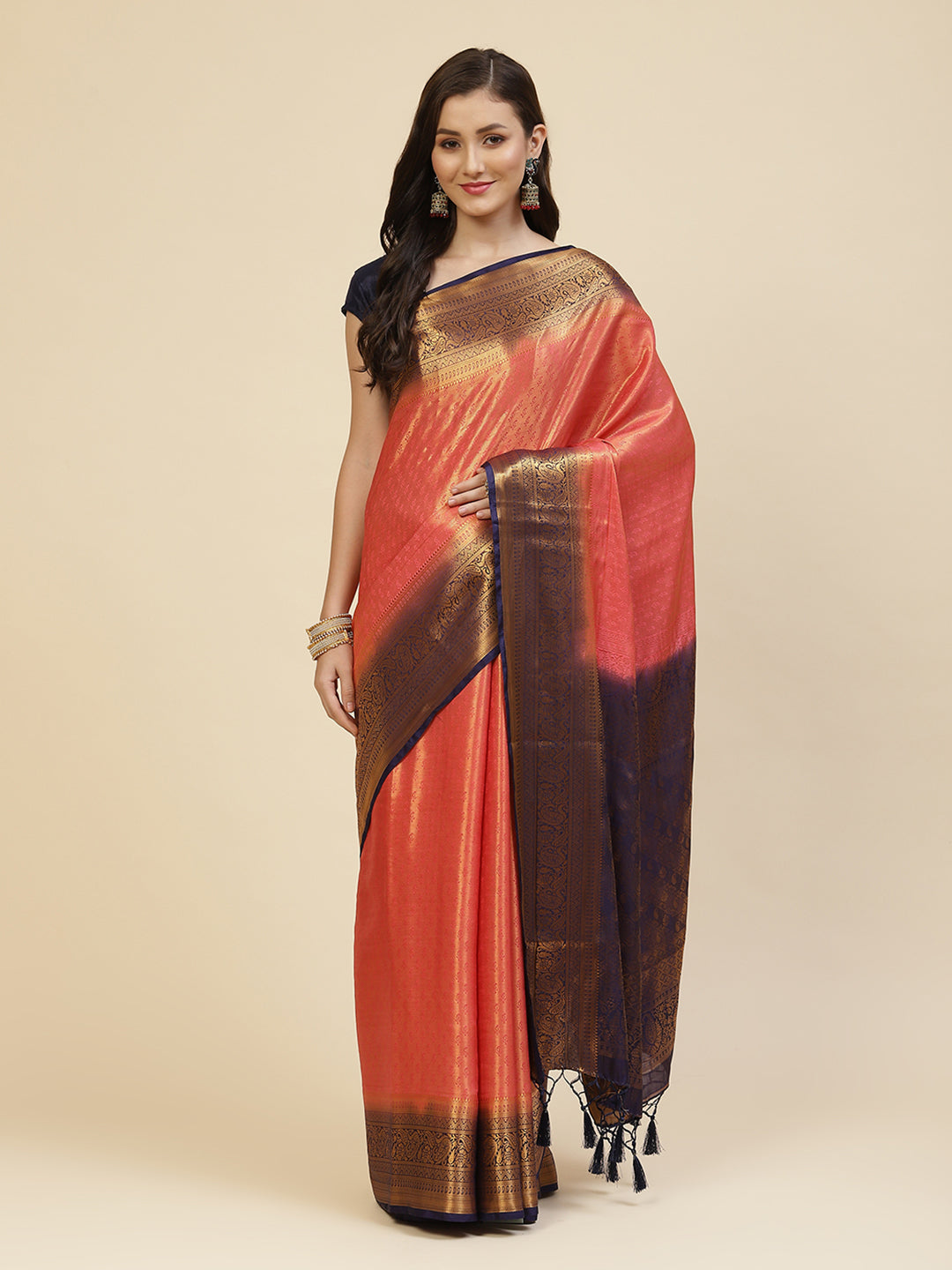 Brocade Zari Jaal Handloom Woven Saree