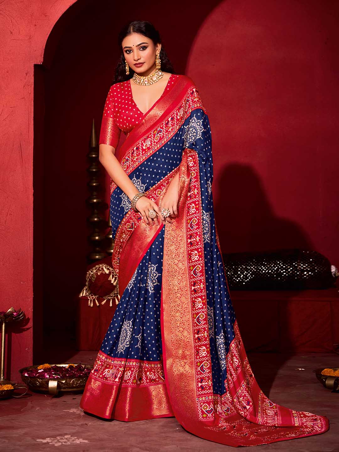 Bandhani Printed Art Silk Saree