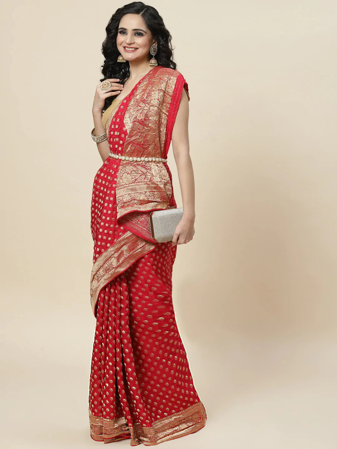 Zari Booti Satin Woven Saree