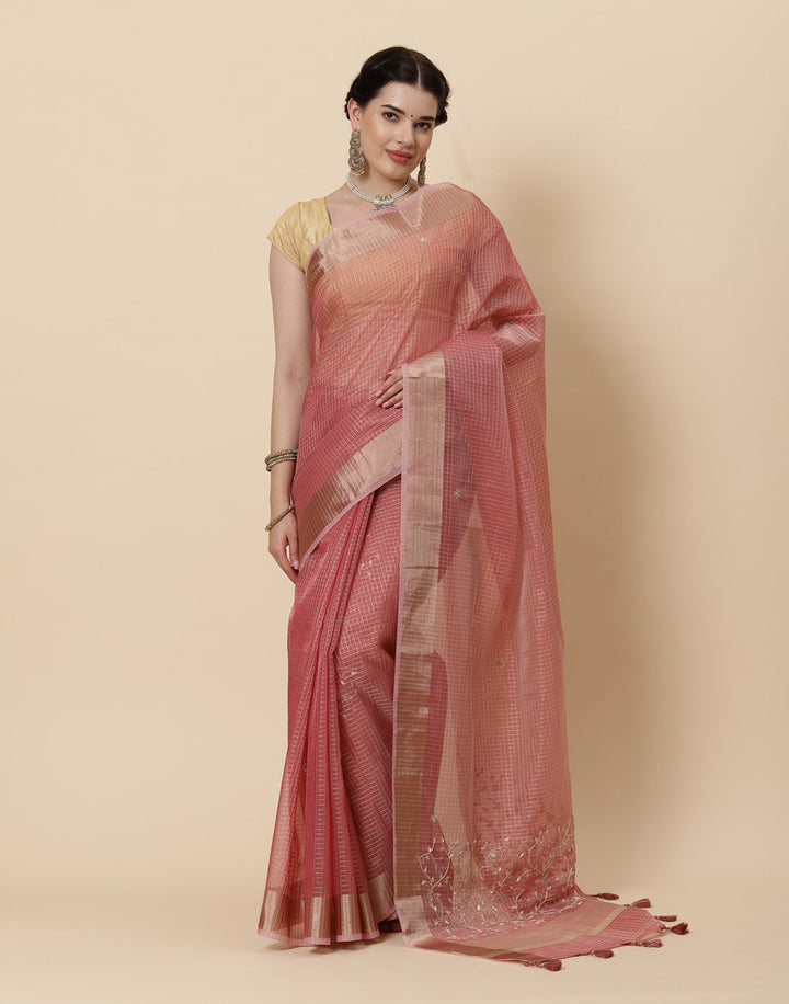 Embroidered Banarasi Tissue Saree