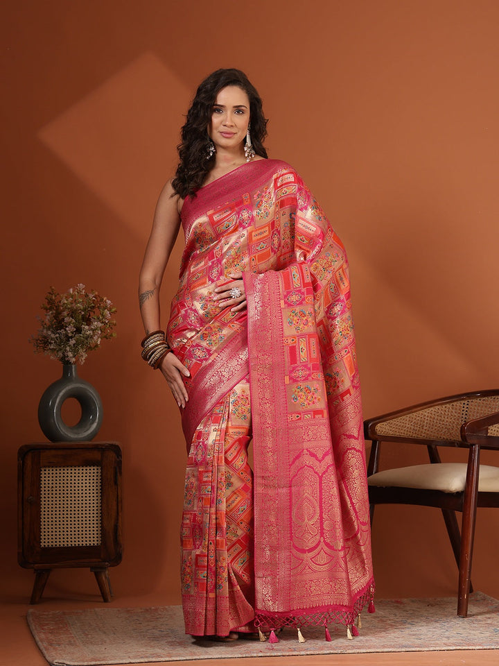 Woven Design Satin Saree